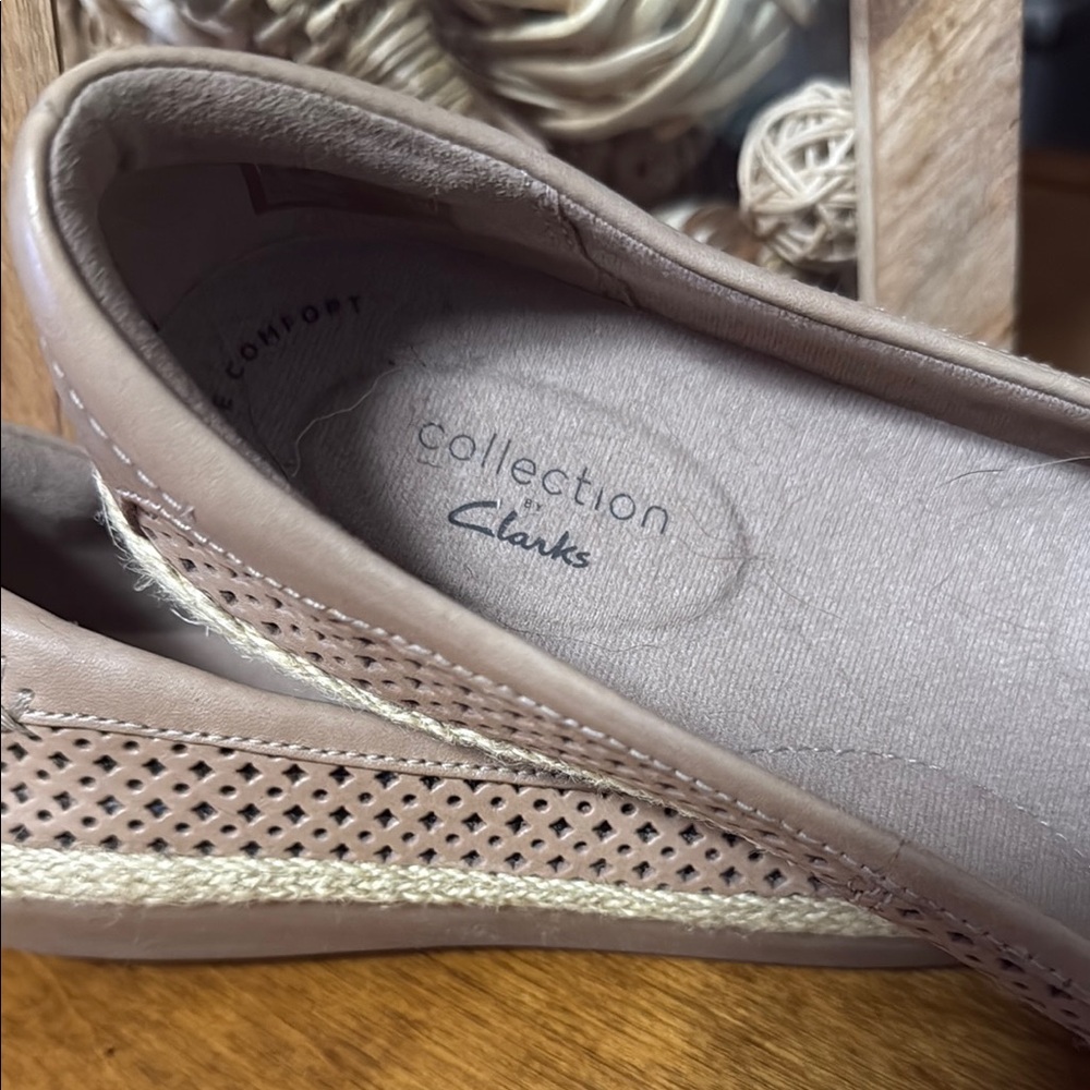 Clarks Tan Flats with Perforated Design and Comfort Sole - Picture 2 of 5
